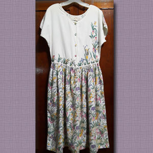 Vintage 1980's embroidered tulips dress